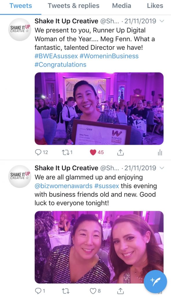 Meg and Rachael, Shake It Up Creative, at Business Women Excellence Awards Sussex