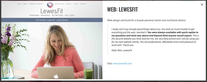testimonial within a project portfolio for Shake It Up Creative