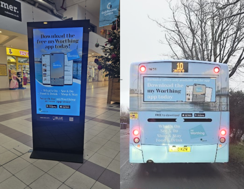Bus advertising and digital screen ad for the myWorthing campaign