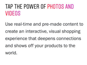 Graphic from Instagram that says "Tap the power of Photos and Videos