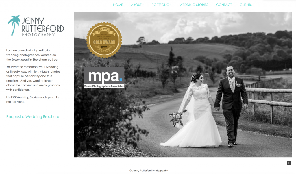 Jenny Rutterford Photography is a good example of a business website that speaks directly to its customers