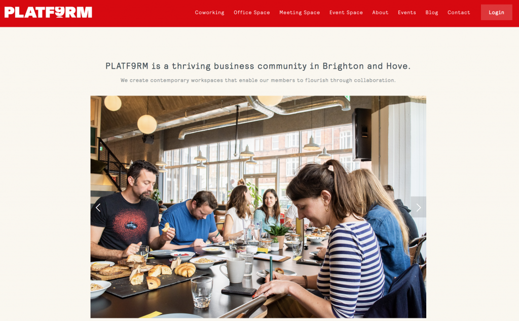 Platform 9 is a business website targeting people looking to join a business community in Brighton & Hove